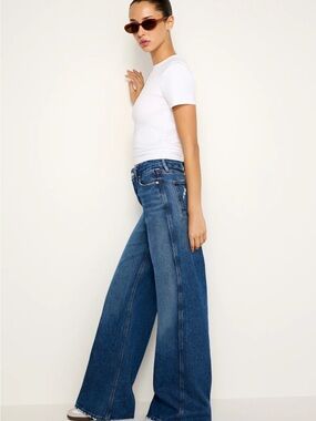 NWT Good American Good Skate Wide-Leg Jeans in Blue383